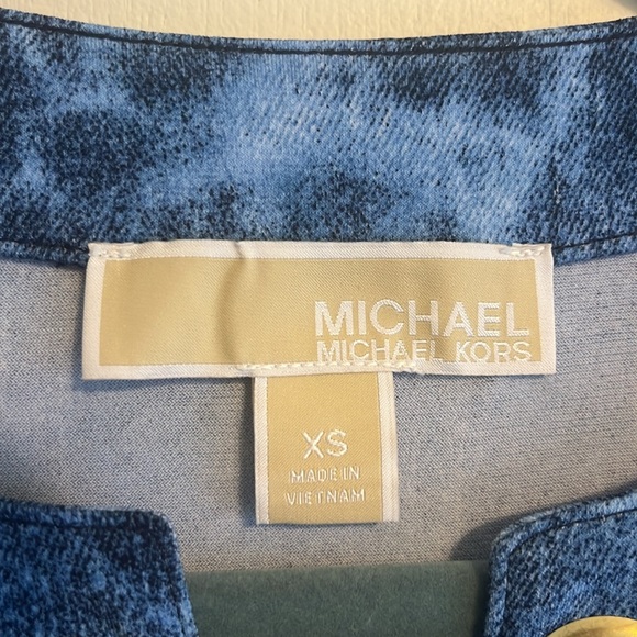 Michael Kors Sleeveless Tie Dyed Denim Blue Lace Up Tank Mini Dress XSmall - Picture 2 of 13